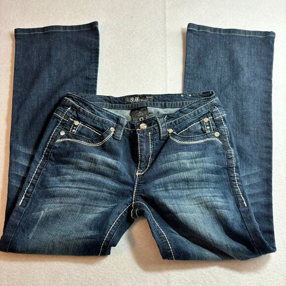 Cello Blue Embellished Bootcut Dark Wash Jeans Size 8 - Picture 1 of 7